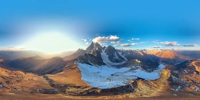 Framed Print : 360VR panorama Beautiful mountain landscape in Georgia Svaneti Framed Print : 360VR panorama Beautiful mountain landscape in Georgia Svaneti