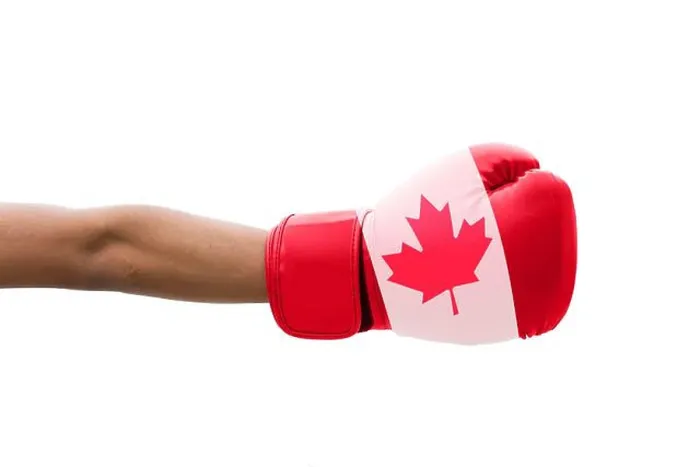 Framed Print : 3D Flag of Canada on a boxing gloves Framed Print : 3D Flag of Canada on a boxing gloves