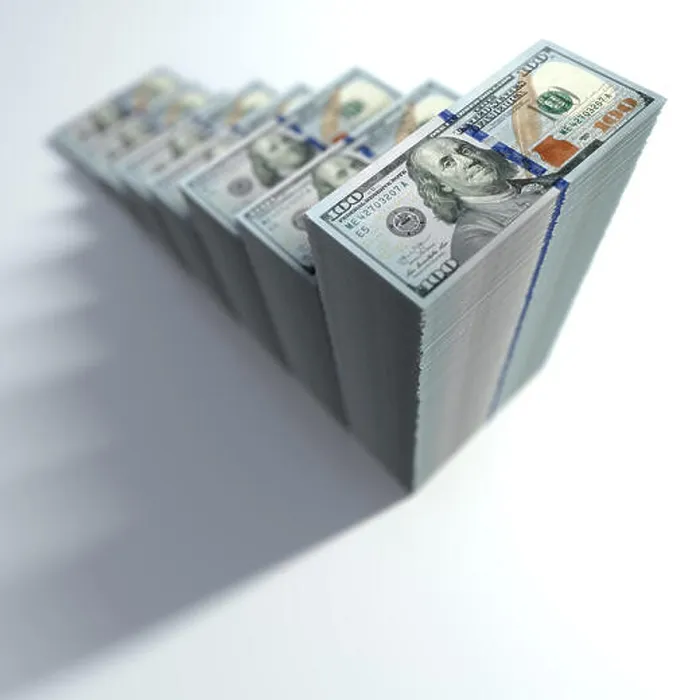 Framed Print : 3D illustration. Dollar bills stacked in shape of growing bar chart. Concept of success in business Framed Print : 3D illustration. Dollar bills stacked in shape of growing bar chart. Concept of success in business