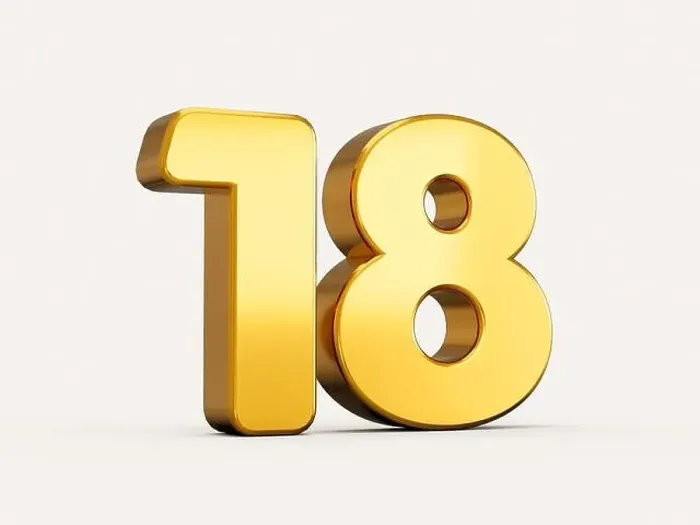 Framed Print : 3d illustration of golden number 18 or eighteen isolated on beige background with shadow Framed Print : 3d illustration of golden number 18 or eighteen isolated on beige background with shadow