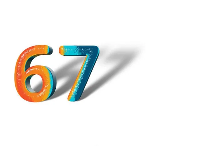 Framed Print : 3D Number 67 sixty seven lively colours Framed Print : 3D Number 67 sixty seven lively colours
