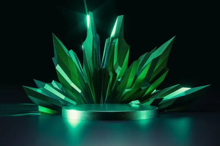 Framed Print : 3d presentation pedestal or dais with emerald at background Framed Print : 3d presentation pedestal or dais with emerald at background