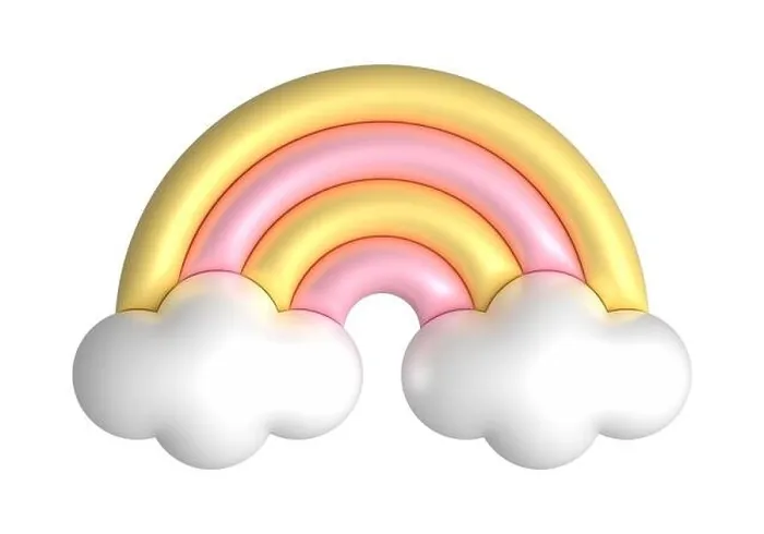 Framed Print : 3d rainbows in candy pastel color yellow, pink. Cute plastic rainbow with clouds. 3d rendering spring illustration suitable for decoration of Birthday Framed Print : 3d rainbows in candy pastel color yellow, pink. Cute plastic rainbow with clouds. 3d rendering spring illustration suitable for decoration of Birthday