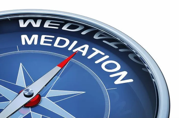 Framed Print : 3D rendering of an compass with the word mediation Framed Print : 3D rendering of an compass with the word mediation