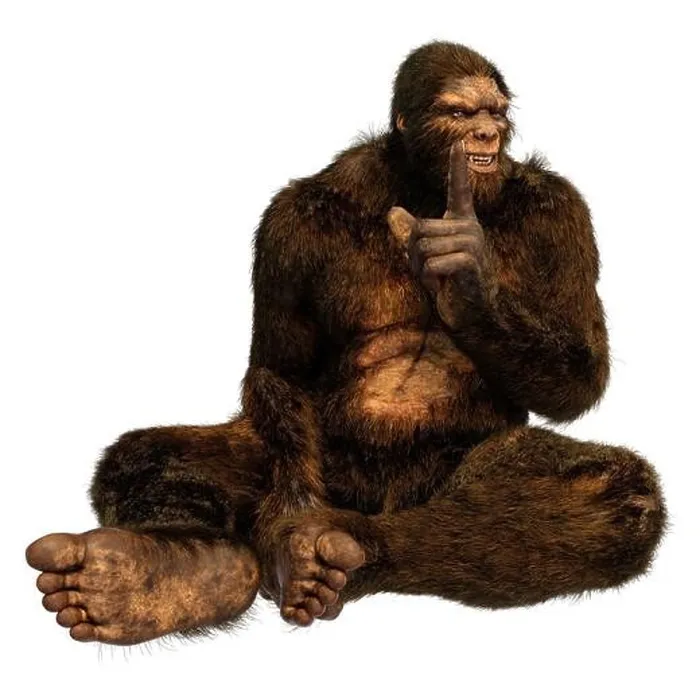 Framed Print : 3D rendering of a Sasquatch or Bigfoot isolated on white background