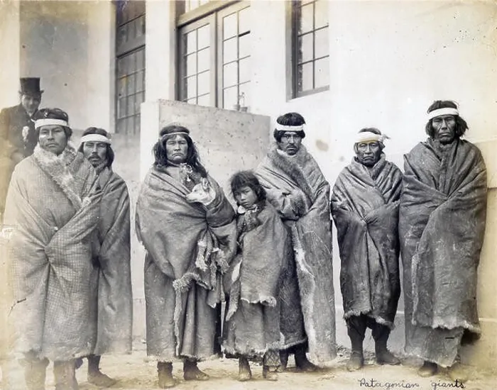 Framed Print : 4 Patagonian Giants. (Tehuelche Indians of Southern Argentina from the Department of Anthropology at the 1904 World's Fair