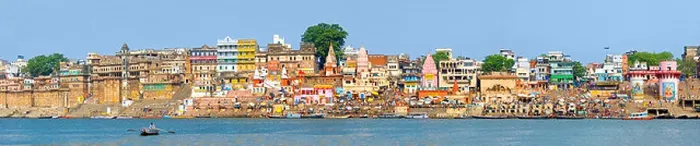 Framed Print : A 4 picture stitch panoramic view of the ghats along the Ganges in Varanasi Framed Print : A 4 picture stitch panoramic view of the ghats along the Ganges in Varanasi