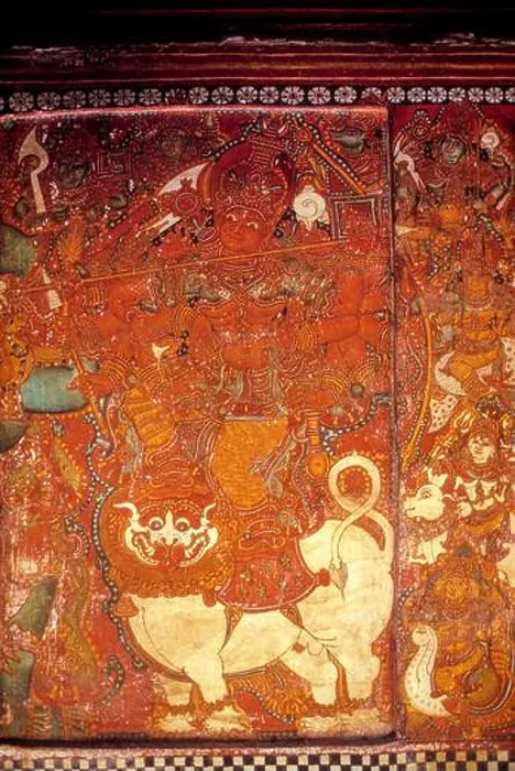 Framed Print : 400 years old murals in Panayannarkavu Kavu Bhagavathi temple at Parumala near Mannar, Kerala, South India, India, Asia Framed Print : 400 years old murals in Panayannarkavu Kavu Bhagavathi temple at Parumala near Mannar, Kerala, South India, India, Asia
