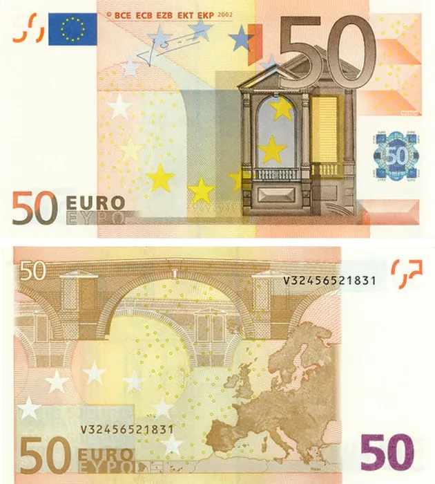 Framed Print : 50 Euro Bill front and back Framed Print : 50 Euro Bill front and back
