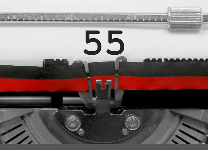 Framed Print : 55 Number text written by an old typewriter on white sheet Framed Print : 55 Number text written by an old typewriter on white sheet