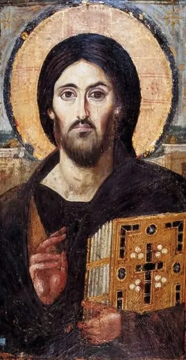 Framed Print : 5777. The oldest known icon of Christ, 6-7th. C, St. Catharine's Monastery in Sinai. Painting on panel