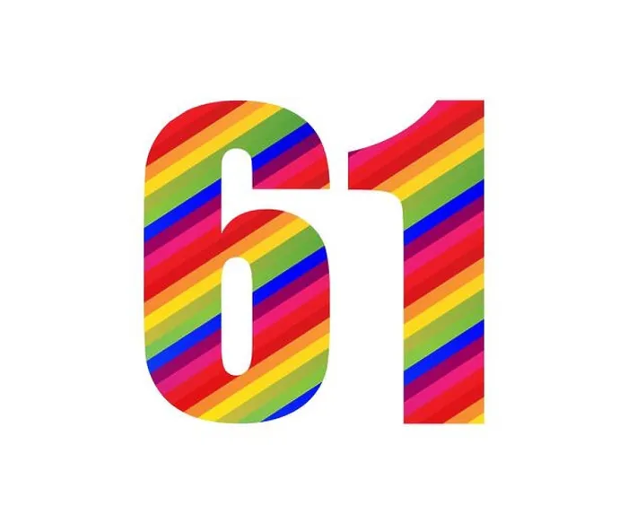 Framed Print : 61 Number Rainbow Style Numeral Digit Framed Print : 61 Number Rainbow Style Numeral Digit