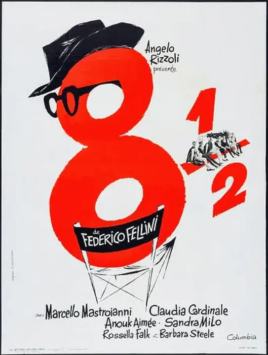 Framed Print : 8½ FIlm Poster 1963, surrealist comedy-drama film directed by Federico Fellini