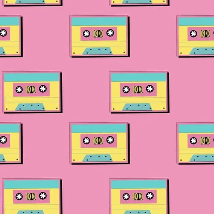 Framed Print : 90s music background with audio equipment from 00s Framed Print : 90s music background with audio equipment from 00s