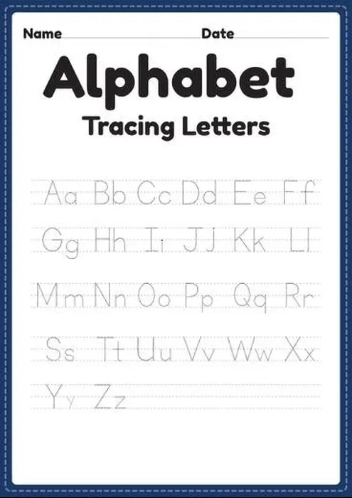 Framed Print : abc worksheet of tracing alphabet letters for kindergarten and preschool kids for handwriting practice and educational activities in a printable page