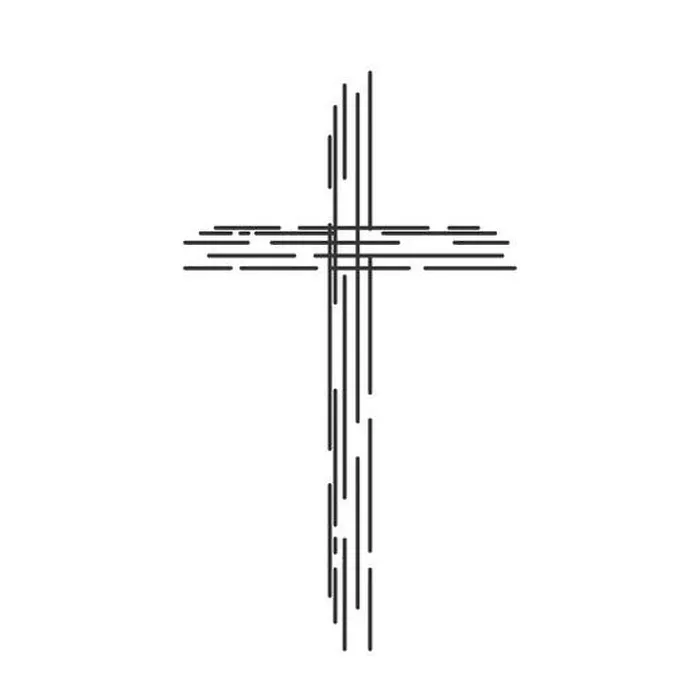 Framed Print : Abstract christian cross icon. Linear religion cross isolated. Vector illustration