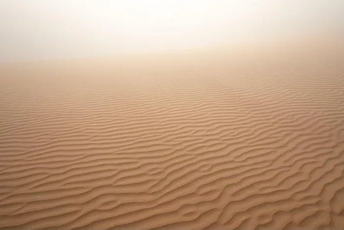 Framed Print : Abstract image of a patterned sand dune in dense fog on a winter morning. Liwa desert, Abu Dhabi, United Arab Emirates Framed Print : Abstract image of a patterned sand dune in dense fog on a winter morning. Liwa desert, Abu Dhabi, United Arab Emirates