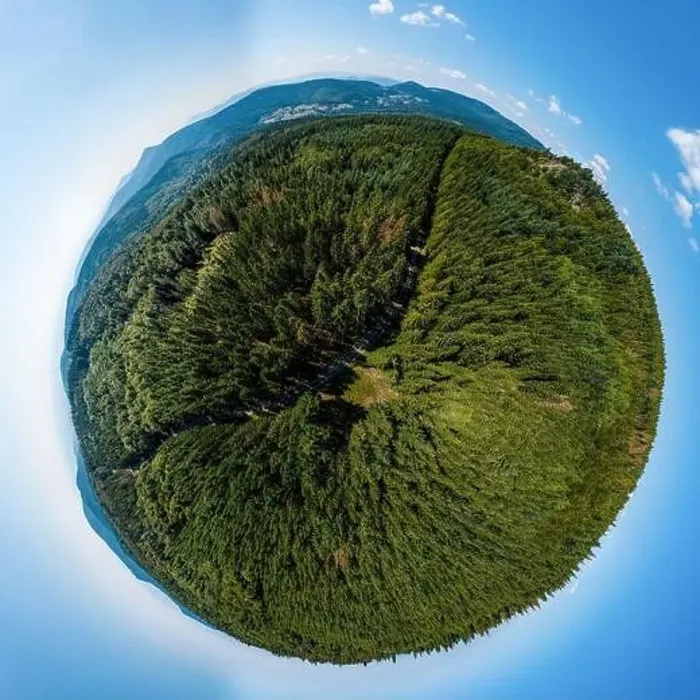 Framed Print : Abstract image of a small planet. Taken from the drone. Circular panorama. France Framed Print : Abstract image of a small planet. Taken from the drone. Circular panorama. France
