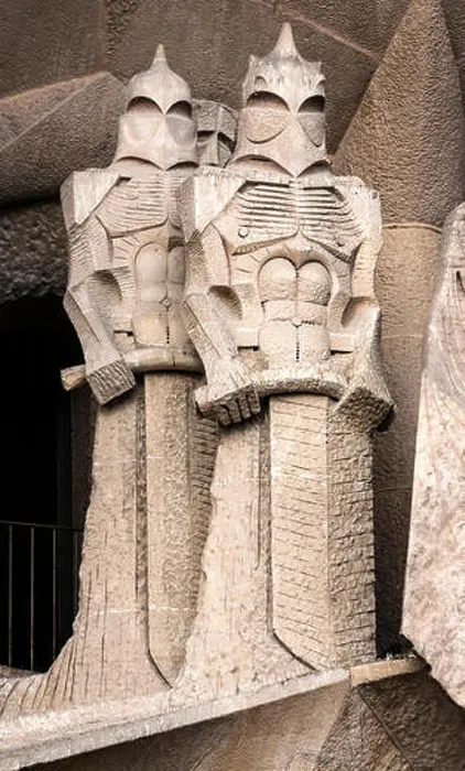 Framed Print : Two abstract knight sculptures by Antonio Gaudi on the Sagrada Familia Cathedral, Barcelona, Catalonia, Spain Framed Print : Two abstract knight sculptures by Antonio Gaudi on the Sagrada Familia Cathedral, Barcelona, Catalonia, Spain