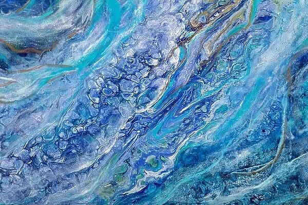 Abstract ocean- ART. Natural Luxury. Style incorporates the swirls of marble or the ripples of agate. Very beautiful blue paint with the addition of