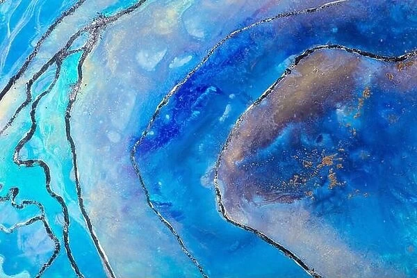 Abstract painting background in beautiful blue color, creative artwork