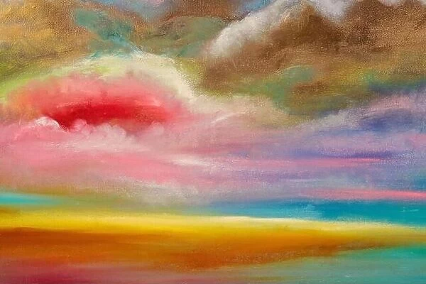 Abstract painting picture with a colorful sky