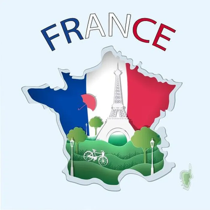 Framed Print : Abstract of paper art carve to Eiffel tower with blue and red background look like France map and flag Framed Print : Abstract of paper art carve to Eiffel tower with blue and red background look like France map and flag
