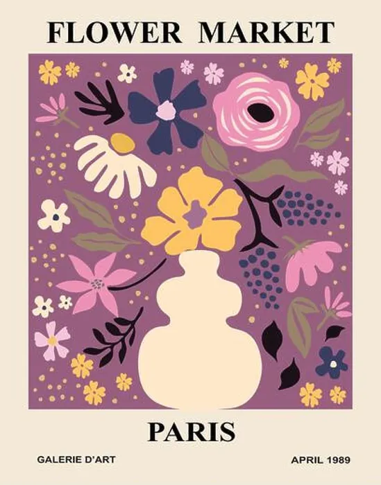 Framed Print : Abstract poster Flower Market Print Paris vector Framed Print : Abstract poster Flower Market Print Paris vector