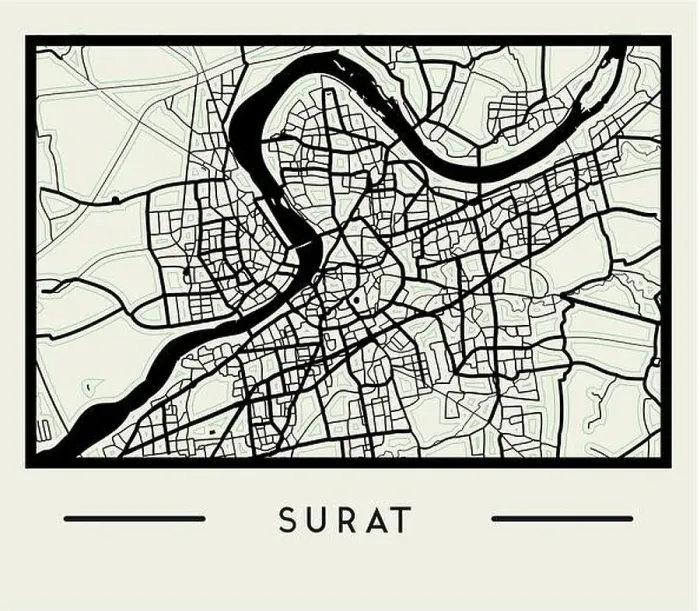 Framed Print : Abstract Surat City Map - Illustration as EPS 10 File Framed Print : Abstract Surat City Map - Illustration as EPS 10 File