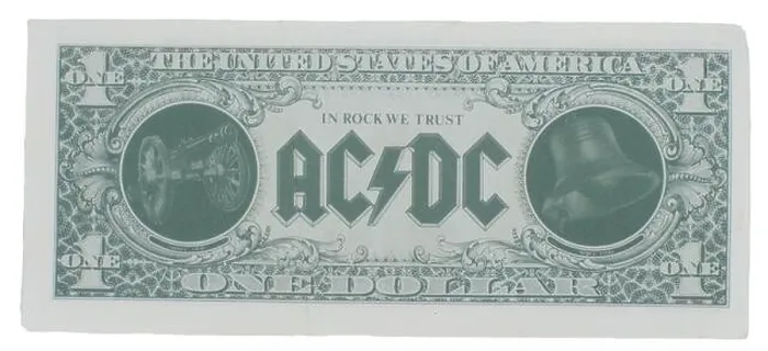 Framed Print : AC-DC Razors Edge MONEY TALKS Angus Young Promotional One Dollar Bill 1990 From a concert in St Framed Print : AC-DC Razors Edge MONEY TALKS Angus Young Promotional One Dollar Bill 1990 From a concert in St