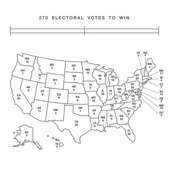 Framed Print : accurate correct simplified usa electoral college map with separated states codes 270 to win vector isolated on white background Framed Print : accurate correct simplified usa electoral college map with separated states codes 270 to win vector isolated on white background