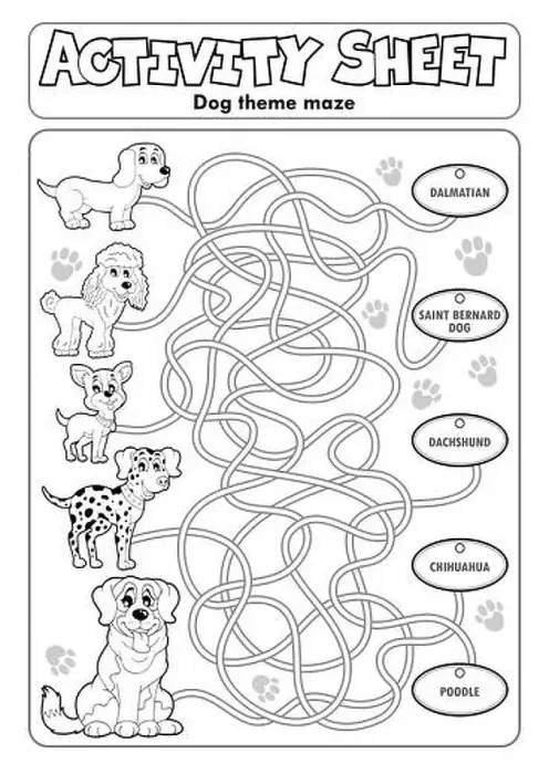 Framed Print : Activity sheet dog theme 1 - picture illustration Framed Print : Activity sheet dog theme 1 - picture illustration