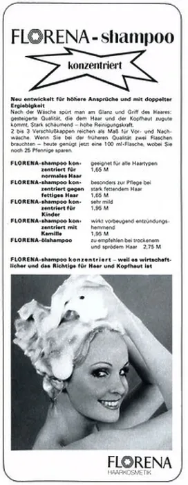 Framed Print : advertising, cosmetics, Florena-Shampoo