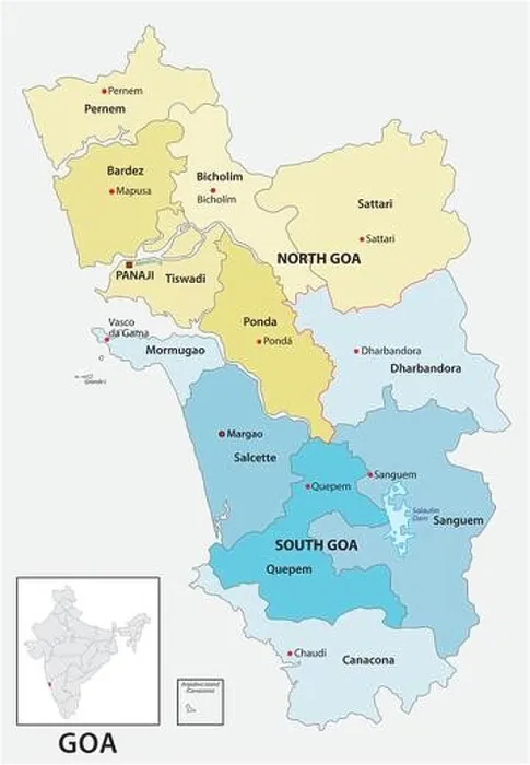 Framed Print : Administrative and political vector map of the Indian state of Goa