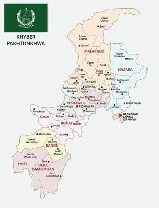 Framed Print : administrative vector map of pakistani province of Khyber Pakhtunkhwa with flag, Pakistan Framed Print : administrative vector map of pakistani province of Khyber Pakhtunkhwa with flag, Pakistan