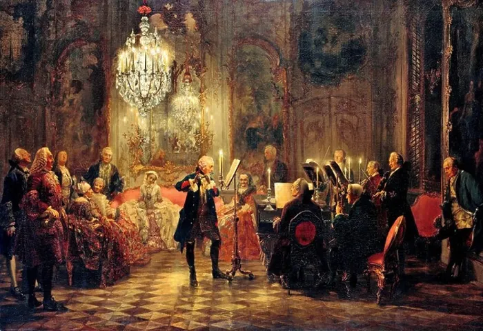 Framed Print : Adolf Menzel, Flute Concert with Frederick the Great in Sanssouci 1850-52 Oil on canvas. Alte Nationalgalerie, Berlin Framed Print : Adolf Menzel, Flute Concert with Frederick the Great in Sanssouci 1850-52 Oil on canvas. Alte Nationalgalerie, Berlin