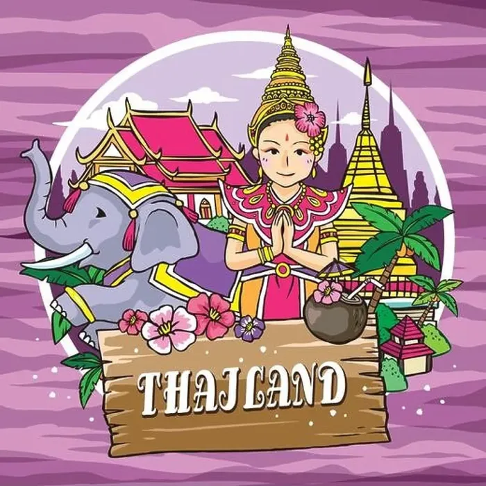 Framed Print : adorable Thailand travel concept poster in hand drawn style Framed Print : adorable Thailand travel concept poster in hand drawn style