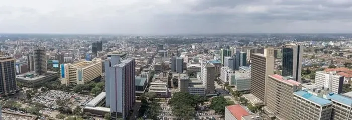 Framed Print : Aerial 180 degree panorama of downtown Nairobi, Kenya and financial district Framed Print : Aerial 180 degree panorama of downtown Nairobi, Kenya and financial district