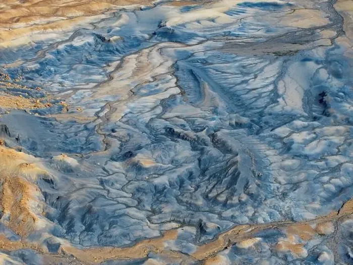 Framed Print : Aerial abstract view taken by drone of desert area near to Big Water during a sunny summer day Framed Print : Aerial abstract view taken by drone of desert area near to Big Water during a sunny summer day