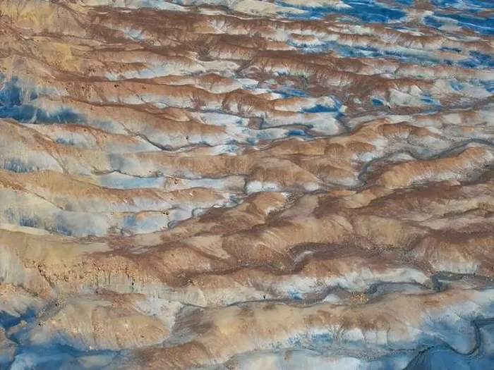Framed Print : Aerial abstract view taken by drone of desert area near to Big Water during a sunny summer day Framed Print : Aerial abstract view taken by drone of desert area near to Big Water during a sunny summer day