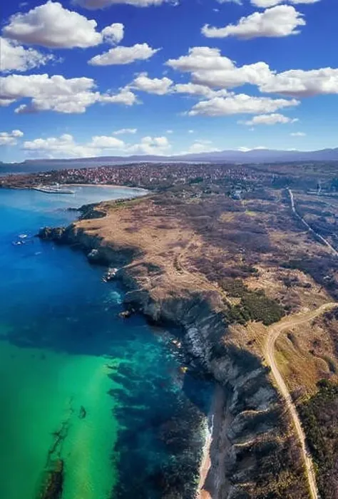 Framed Print : Aerial bird's eye view photo taken by drone with clear water rocky seascape-Chernomorec, Bulgaria Framed Print : Aerial bird's eye view photo taken by drone with clear water rocky seascape-Chernomorec, Bulgaria