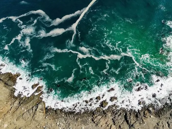 Framed Print : Aerial close up of the turquoise sea at the coast of the National Park Pan de Azúcar in the Atacama desert in Chile Framed Print : Aerial close up of the turquoise sea at the coast of the National Park Pan de Azúcar in the Atacama desert in Chile