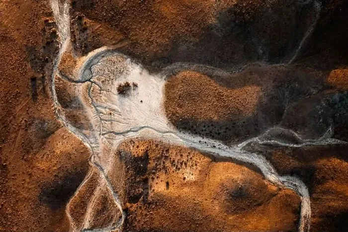 Framed Print : Aerial and close up view on the landscape of the Arches National Park, Utah