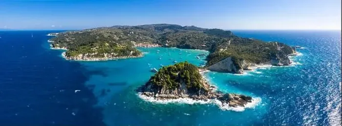 Framed Print : Aerial coastal view of the north coast of Paxos, showing the village of Lakka, Ionian Islands, Greece Framed Print : Aerial coastal view of the north coast of Paxos, showing the village of Lakka, Ionian Islands, Greece
