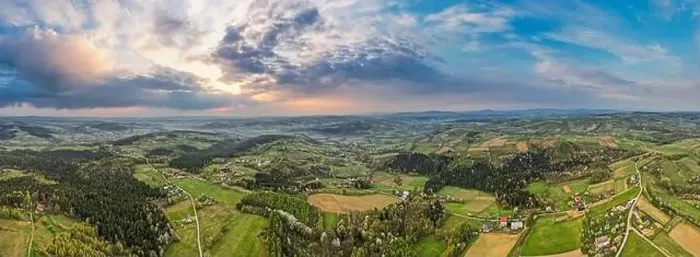 Framed Print : Aerial Dorne Panorama of Polish Countryside and Rolling Hills at Spring Framed Print : Aerial Dorne Panorama of Polish Countryside and Rolling Hills at Spring