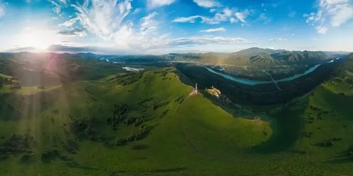 Framed Print : Aerial drone 360 panorama view of beauty dawn on the peak Framed Print : Aerial drone 360 panorama view of beauty dawn on the peak