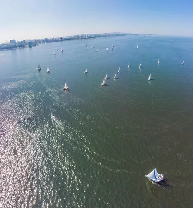 Framed Print : Aerial drone bird's eye view of beautiful purple sail boat cruising in the Aegean open sea Framed Print : Aerial drone bird's eye view of beautiful purple sail boat cruising in the Aegean open sea