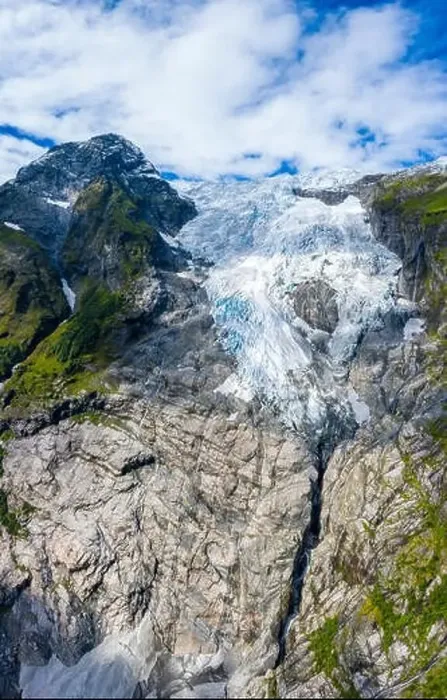 Framed Print : Aerial by drone of Boyabreen Glacier in summer Framed Print : Aerial by drone of Boyabreen Glacier in summer