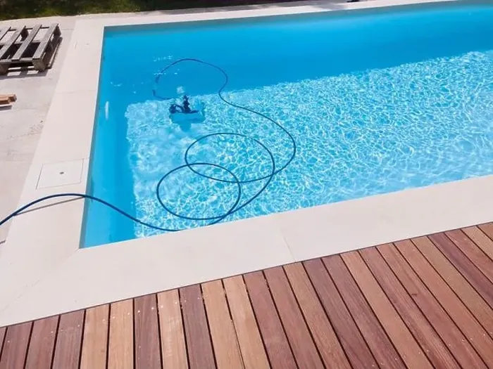 Framed Print : aerial drone flight over beautiful green garden with pool and the wooden deck of the pool is in progress Framed Print : aerial drone flight over beautiful green garden with pool and the wooden deck of the pool is in progress