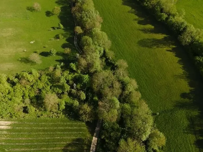Framed Print : aerial drone flight over green meadows and forest in lower austria Framed Print : aerial drone flight over green meadows and forest in lower austria
